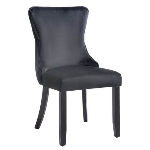 Paris Velvet & Black Rubberwood Upholstered Dining Chairs Tufted Back Set of 2 - 2 Colours Available