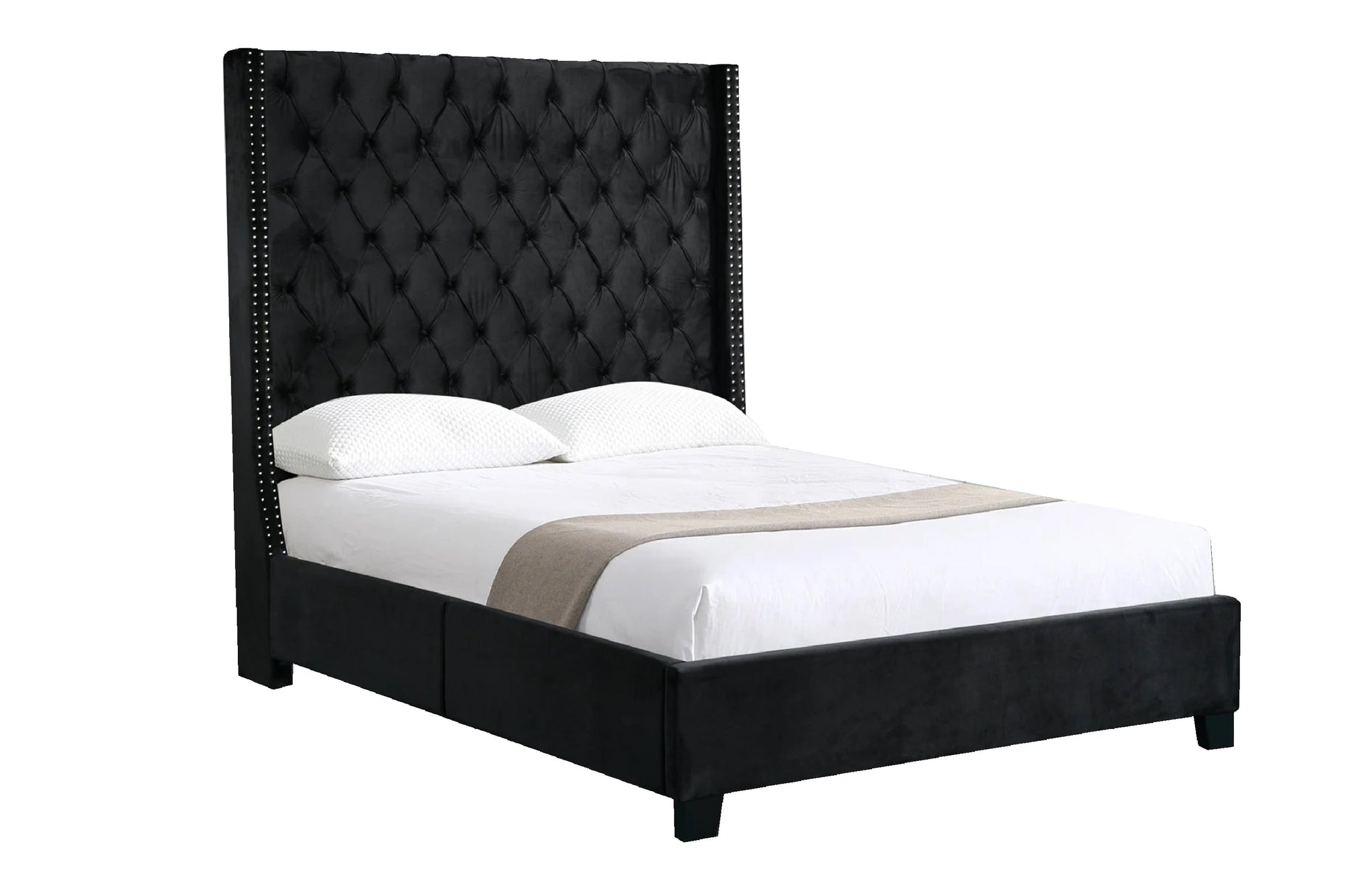 Ella King/Queen Size Winged Bed 180cm Tall - 2 Colours Available