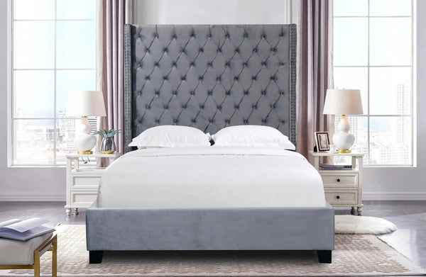Ella King/Queen Size Winged Bed 180cm Tall - 2 Colours Available