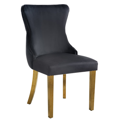 Paris Velvet and Polished Steel Upholstered Dining Chairs Tufted Back Set of 2 - 3 Colours Available
