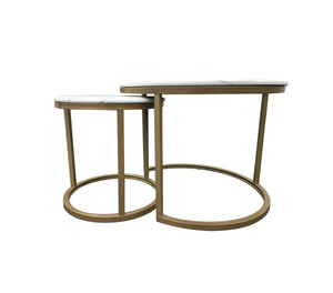 Nesting Style Coffee Table - White on Champagne Gold - 60cm/45cm