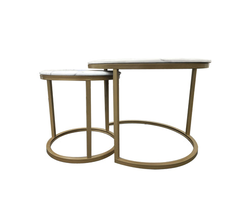 Nesting Style Coffee Table - White on Champagne Gold - 60cm/45cm