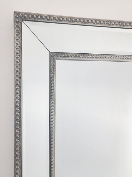 Silver Beaded Framed Mirror - Rectangle 80cm x 110cm