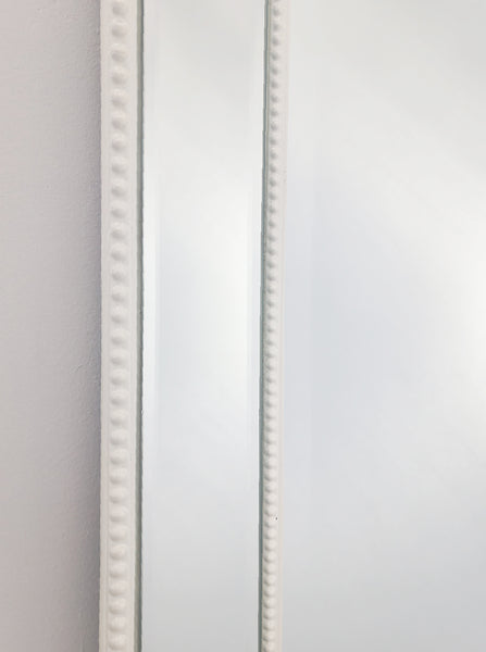 White Beaded Framed Mirror - Free Standing 50cm x 170cm