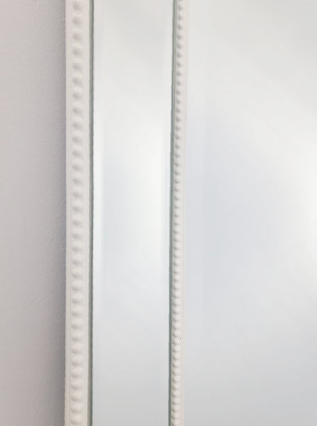 White Beaded Framed Mirror - Rectangle 80cm x 110cm