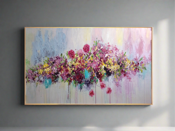 Blossom Field Framed Canvas Wall Art - X Large
