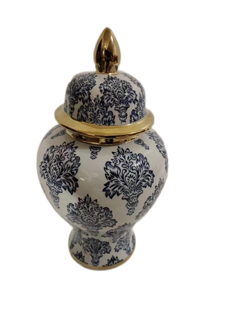 Damask Ceramic Jar Urn Blue - 2 sizes available