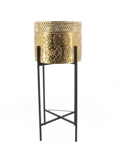 Tall Pressed Gold Planter