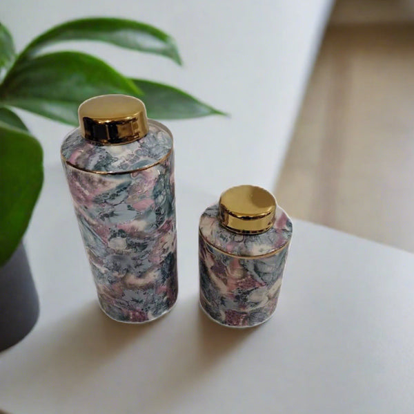 Blossom Marble Ceramic Canister - 2 Sizes Available
