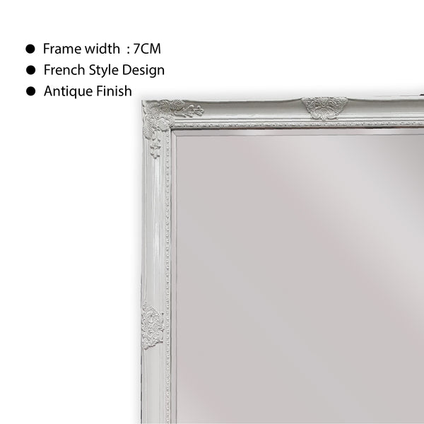 French Provincial Ornate Mirror - White - Medium 70cm x 170cm