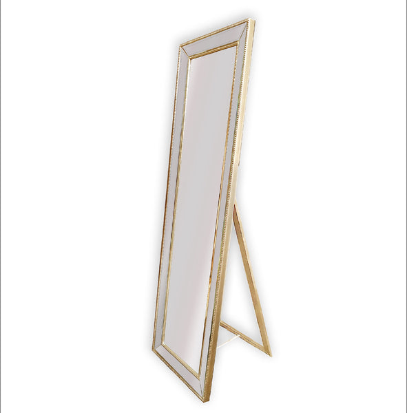 Gold Beaded Framed Mirror - Free Standing 50cm x 170cm