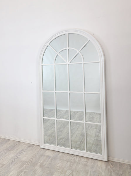 X-Large Window Style Mirror - White Arch 100 CM x 180 CM