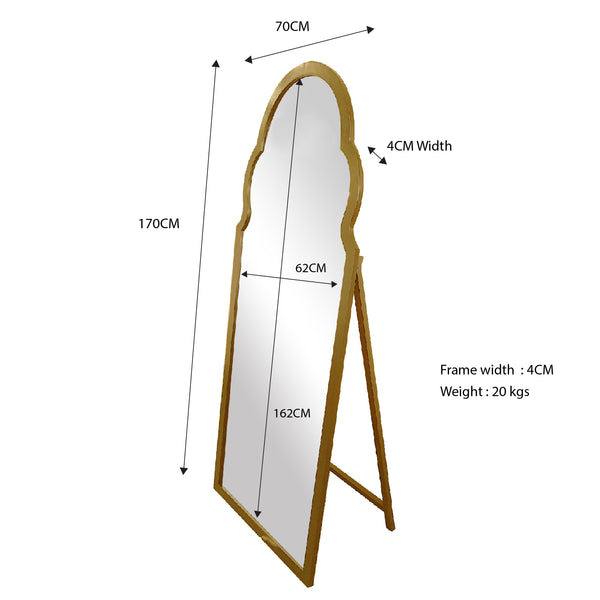 CLEARANCE - Gold Arch Mirror - Free Standing 70cm x 170cm