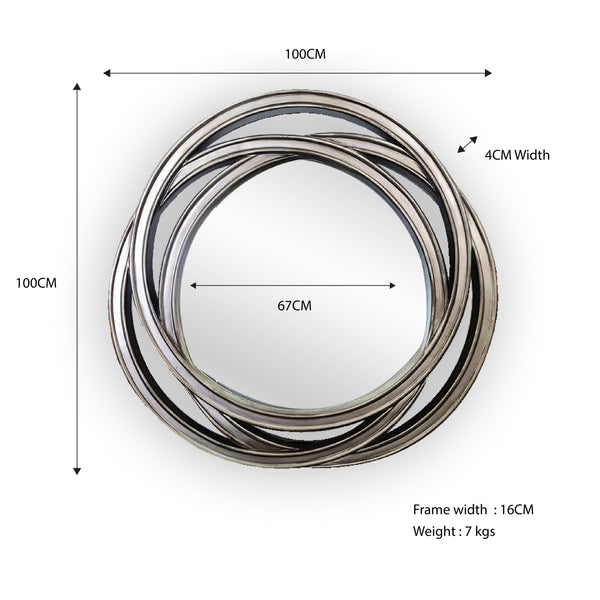 Trio Circle Mirror - Antique Silver 100cm x 100cm