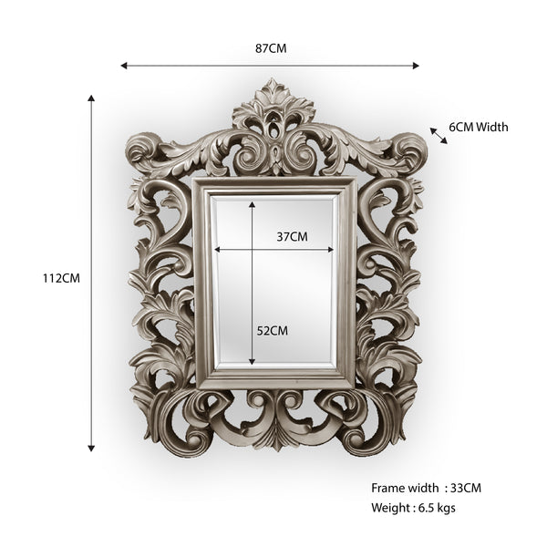 LUX Elizebeth Arch Mirror - Antique Silver 87cm x 112cm