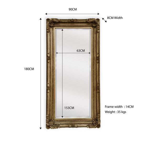LUX French Provincial Ornate Mirror - Antique Champagne