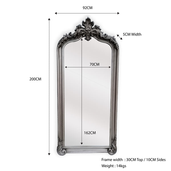 LUX Arch French Provincial Ornate Mirror - Antique Silver