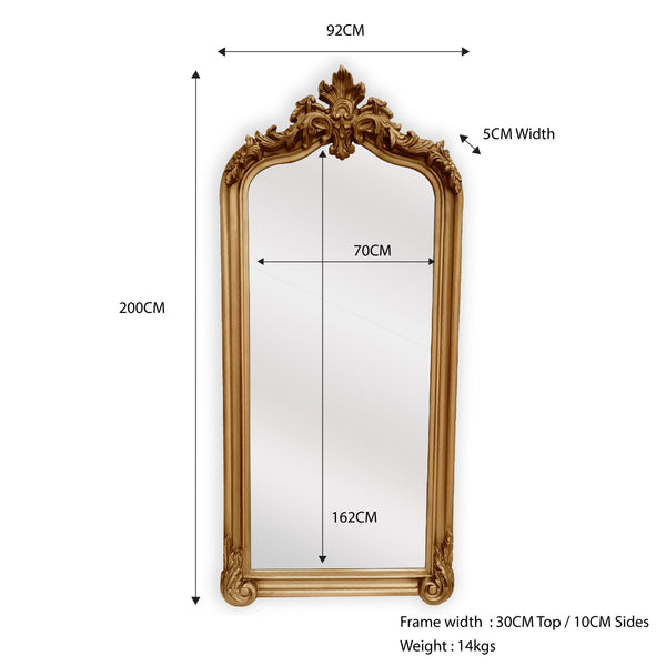 LUX Arch French Provincial Ornate Mirror - Antique Champagne