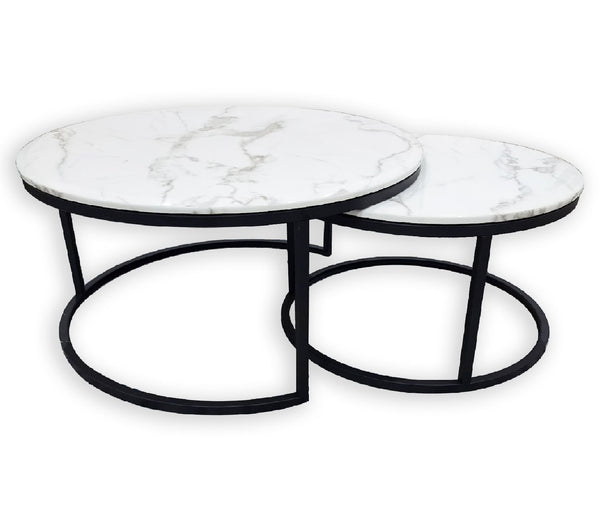 Nesting Style Coffee Table - White on Black - 80cm/60cm