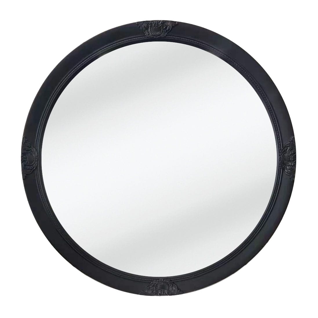 CLEARANCE - French Provincial Ornate Round Mirror - Black