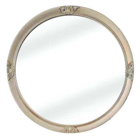 CLEARANCE - French Provincial Ornate Round Mirror - Champagne