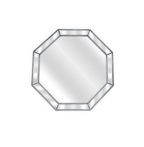 CLEARANCE - Silver Beaded Framed Mirror - Octagon - 90cm x 90cm
